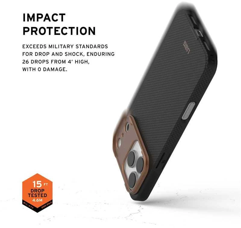 Carruzzo Urban Armor Gear UAG Fibr Armr dėklas, kevlaro grafito/bronzos spalvos - iPhone 17 Pro Max