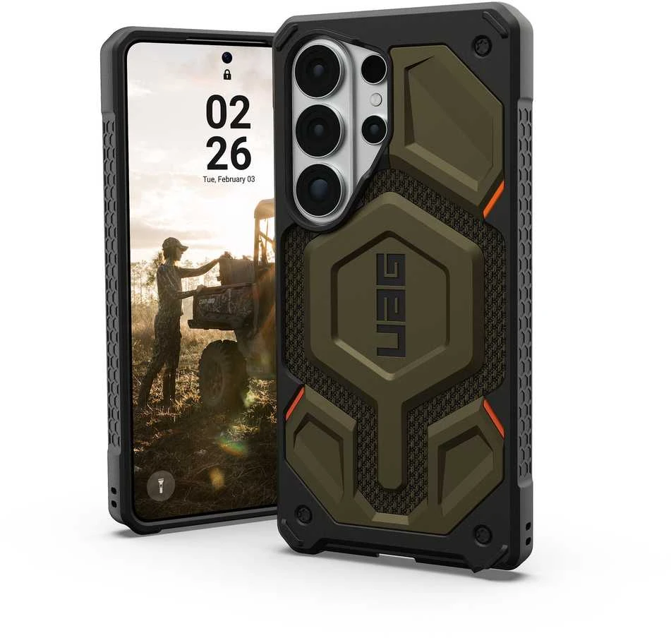 Dėklas Carruzzo Urban Armor Gear UAG Monarch Pro, Kevlar Element Žalias - Samsung Galaxy S26 Ultra