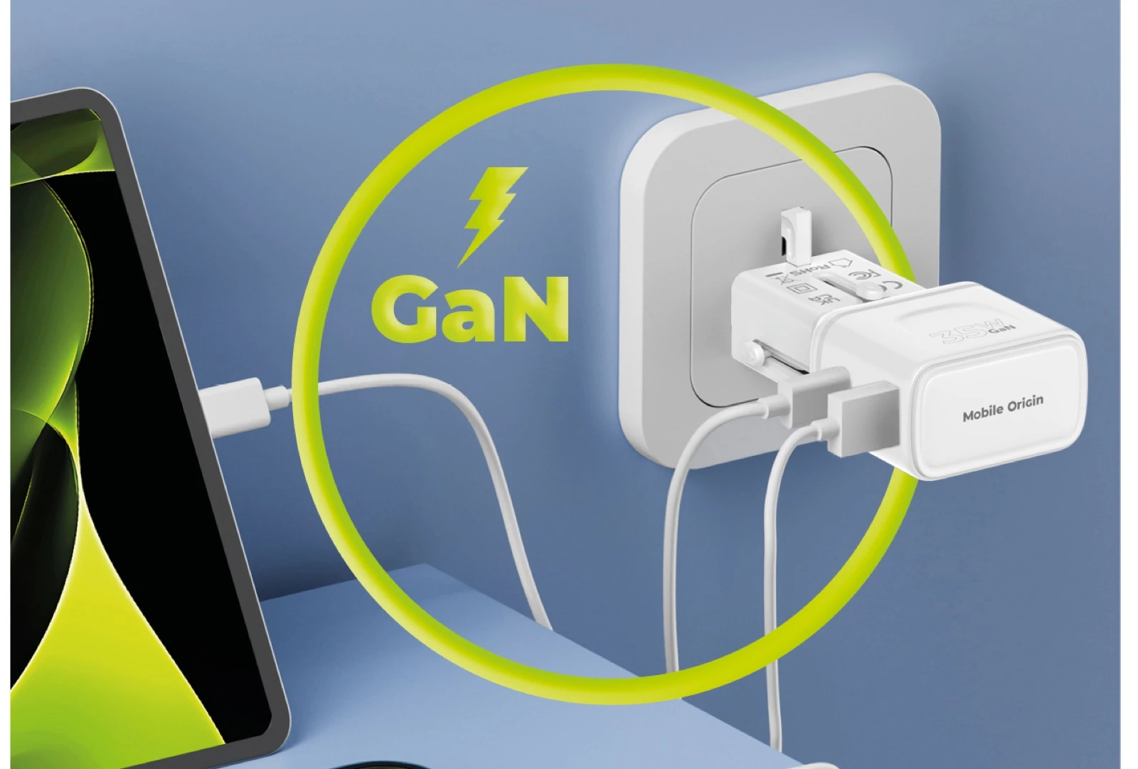 Įkroviklis Mobile Origin 35W Travel Adapteris, EU/US/UK/AU PW25, baltas aprašymas - Prekės nuotrauka