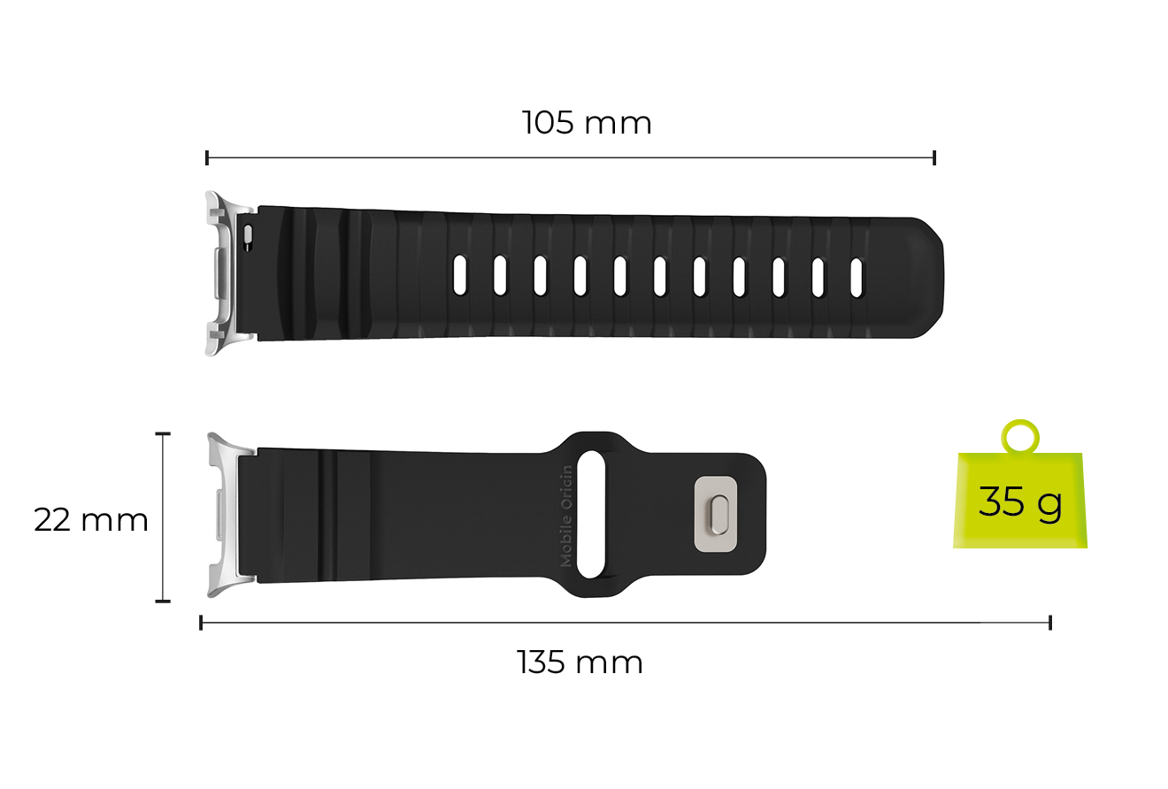 Mobile Origin Easy Strap Galaxy Watch 8 juodas aprašymas - Prekės nuotrauka