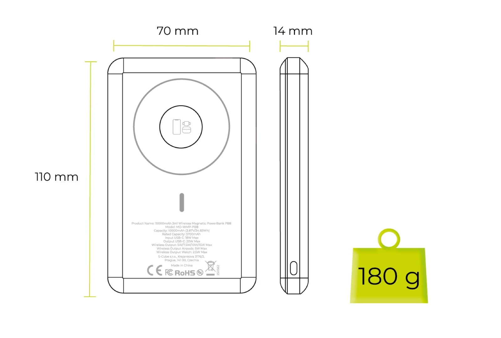 Mobile Origin Belaidė magnetinė įkrovioji baterija 10000mAh 3in1 PB8 aprašymas - Prekės nuotrauka Mobile Origin Belaidė magnetinė įkrovioji baterija 10000mAh 3in1 PB8 aprašymas - Prekės nuotrauka
