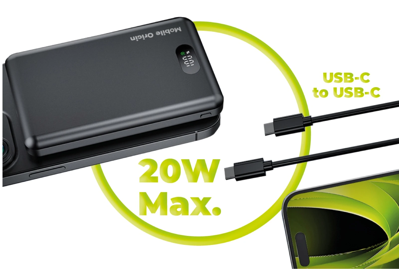 Mobile Origin Belaidė magnetinė įkrovioji baterija 10000mAh 3in1 PB8 aprašymas - Prekės nuotrauka Mobile Origin Belaidė magnetinė įkrovioji baterija 10000mAh 3in1 PB8 aprašymas - Prekės nuotrauka