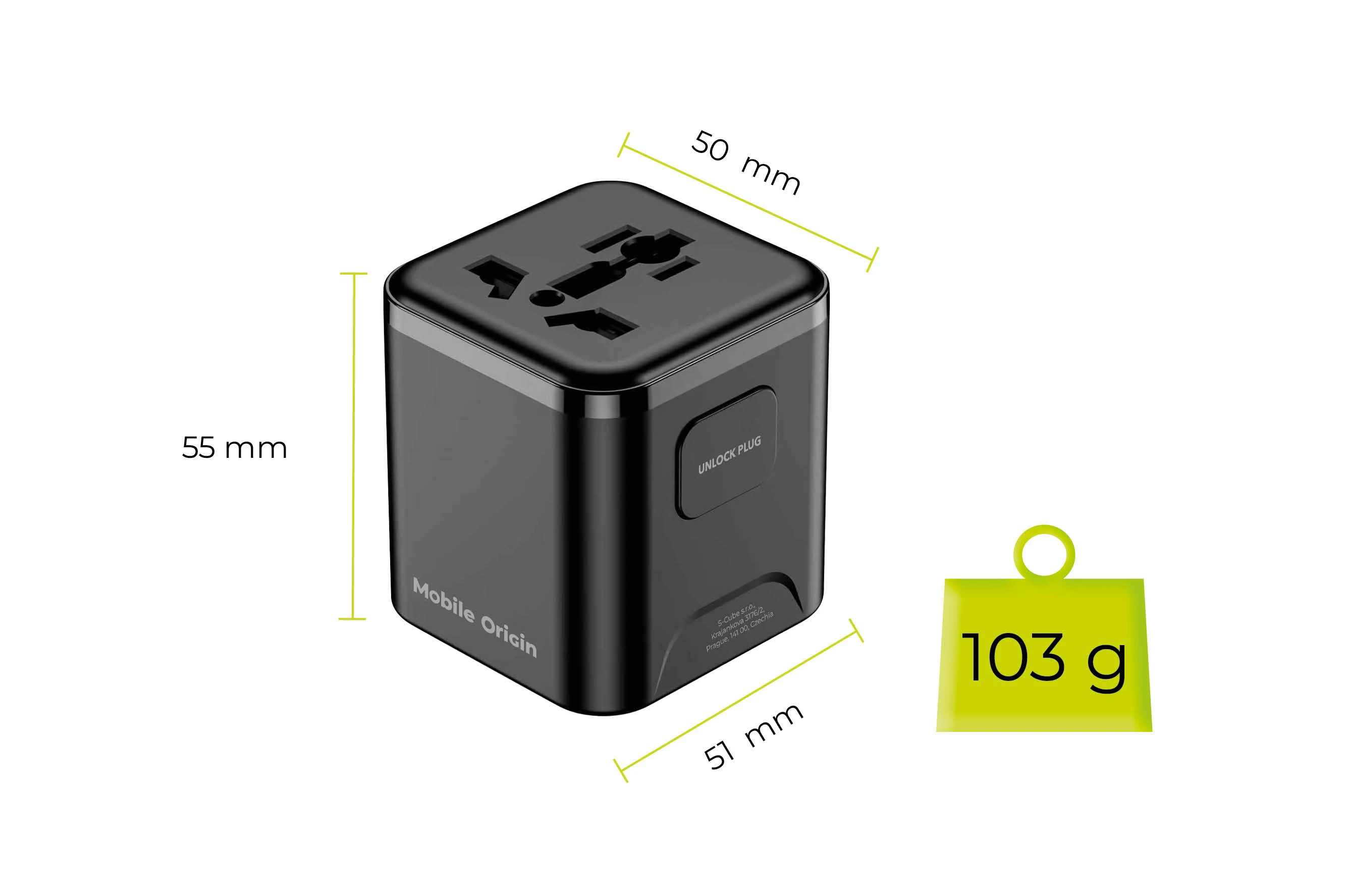 Mobile Origin Universalus kelioninis adapteris PW30 EU/UK/US/AUS juodas aprašymas - Prekės nuotrauka