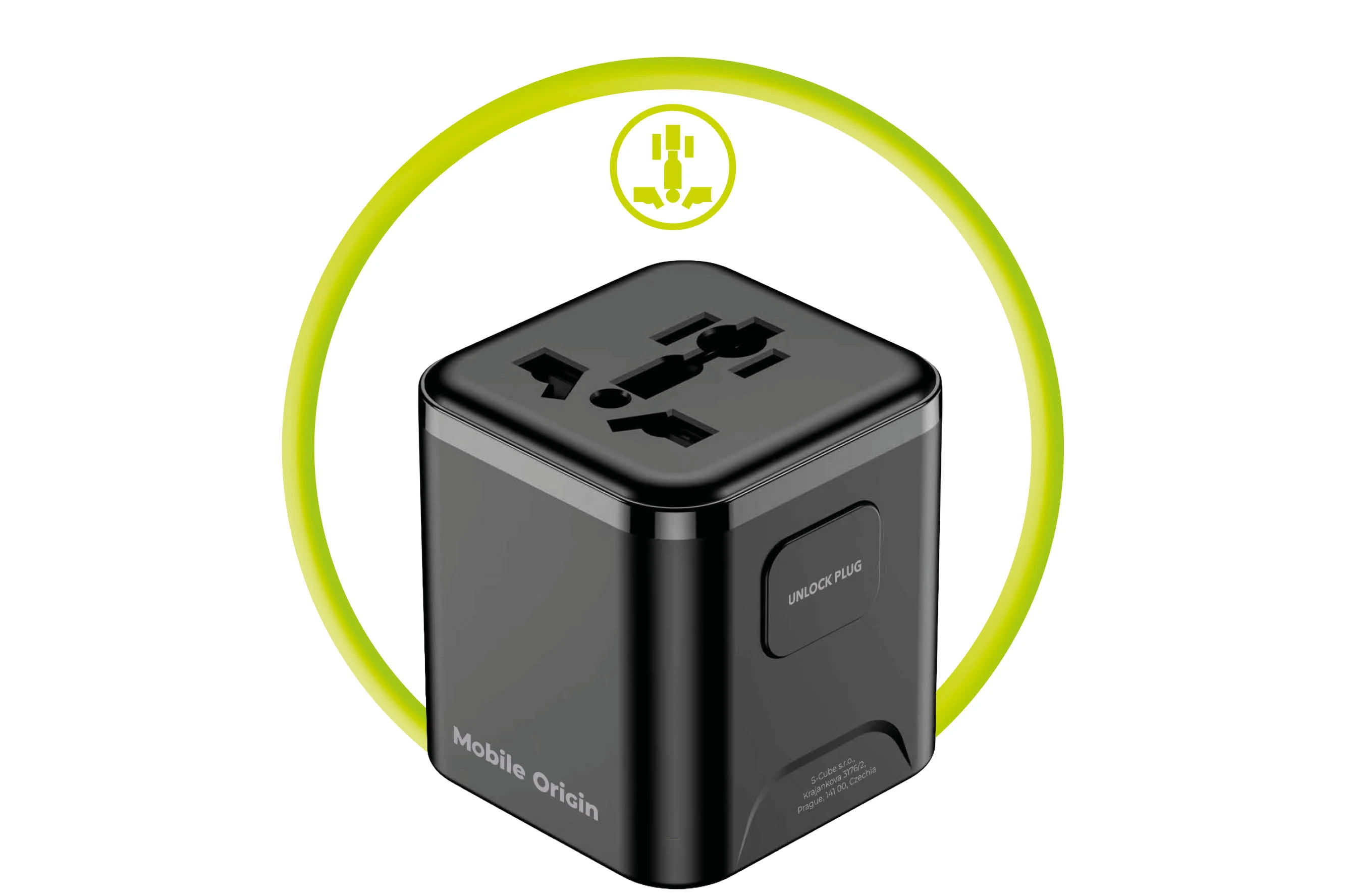 Mobile Origin Universalus kelioninis adapteris PW30 EU/UK/US/AUS juodas aprašymas - Prekės nuotrauka