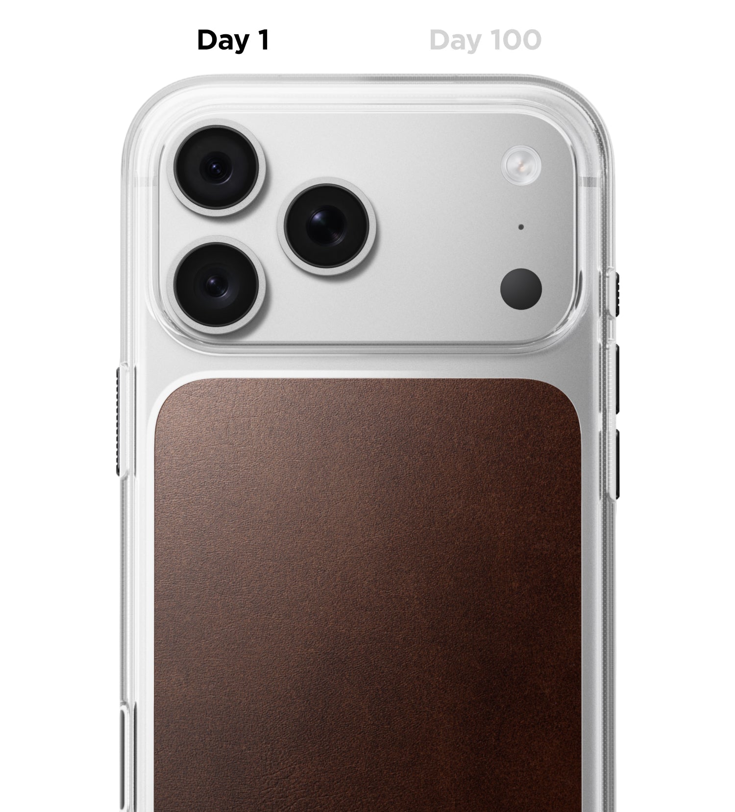 Nomad skaidrus odinis dėklas, juodas (Horween) - iPhone 18 Pro Max/17 Pro Max aprašymas - Prekės nuotrauka