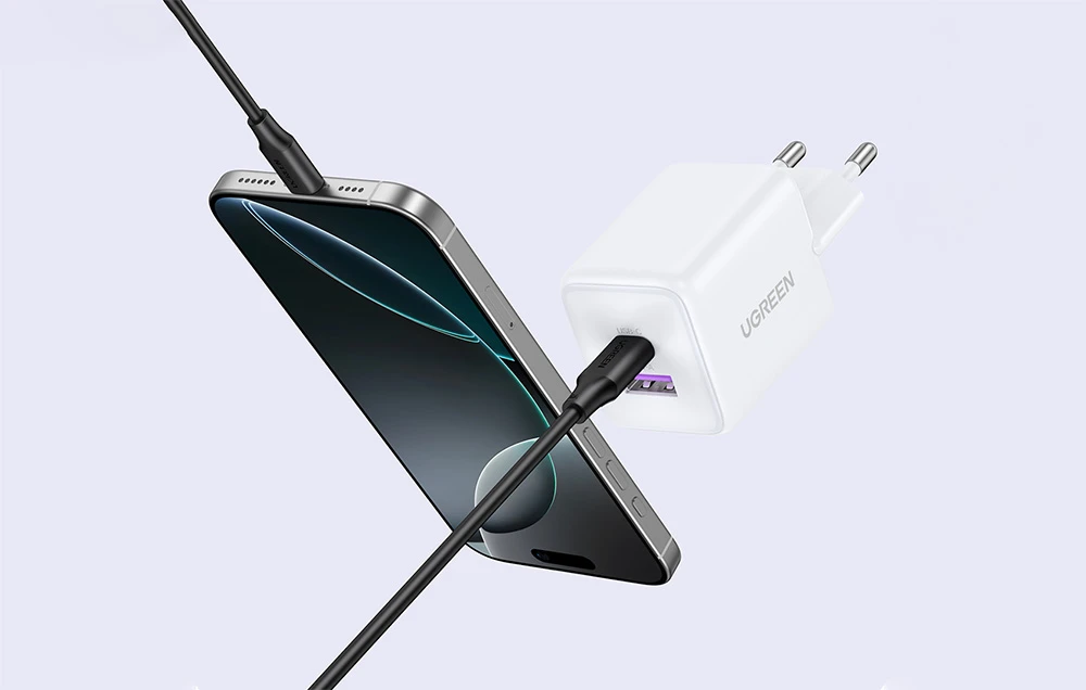 Sieninis įkroviklis UGREEN X516, 30W, 3A, 1 x USB-A - 1 x USB-C, baltas aprašymas - Prekės nuotrauka