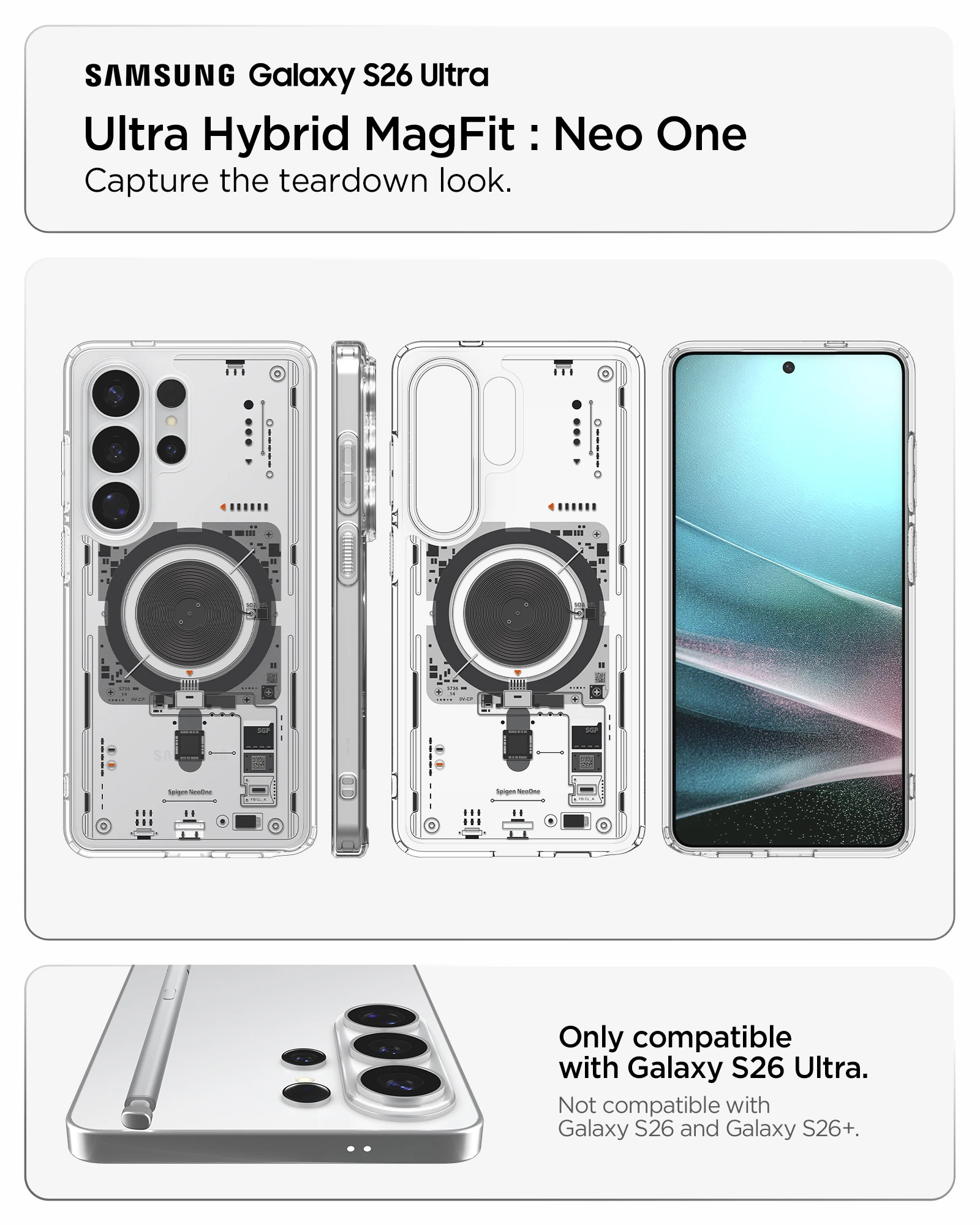 Dėklas Spigen Ultra Hybrid MagSafe, neo one - Samsung Galaxy S26 Ultra aprašymas - Prekės nuotrauka