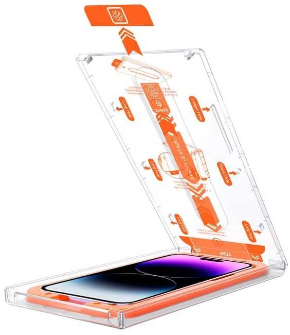 „Mobile Origin“ ekrano apsaugos „iPhone 14 Pro Max“ su lengvai aplikatoriumi, 2 vnt. pakuotėje.