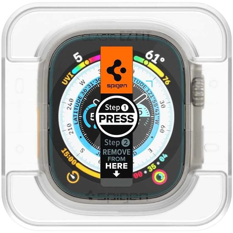 Apsauginis stiklas Spigen GLAS.TR „EZ Fit” 2-pack Apple Watch ULTRA (49 mm) skaidrus