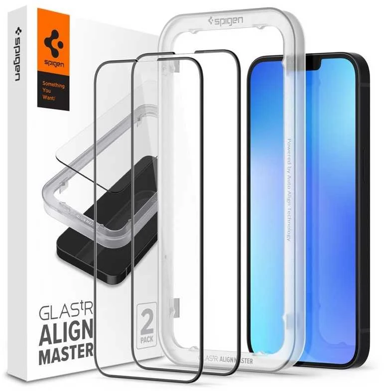 SPIGEN ALM GLASS FC 2-PACK IPHONE 13/13 PRO Juodas