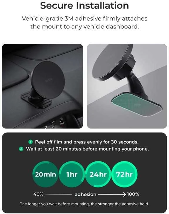 „iOttie iTap 3 MagSafe“ įleidžiamas laikiklis su magnetiniu žiedo adapteriu