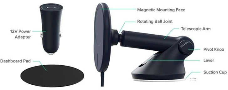 „iOttie Velox MagSafe“ magnetinis belaidis laikiklis prie prietaisų skydelio ir priekinio stiklo