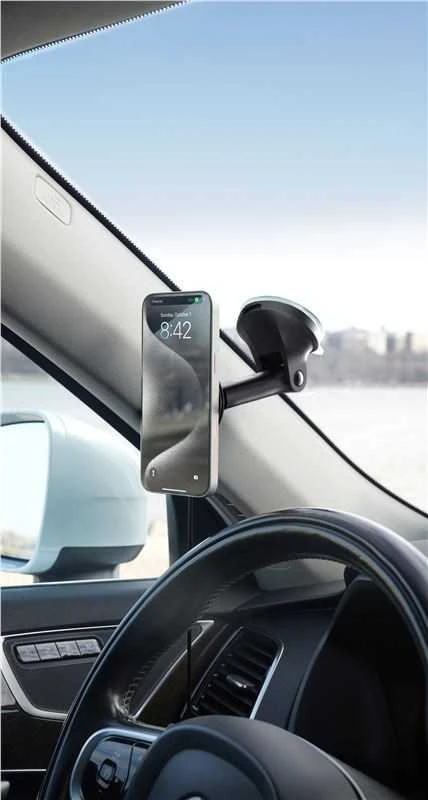 „iOttie Velox MagSafe Qi2“ belaidis laikiklis prie prietaisų skydelio ir priekinio stiklo