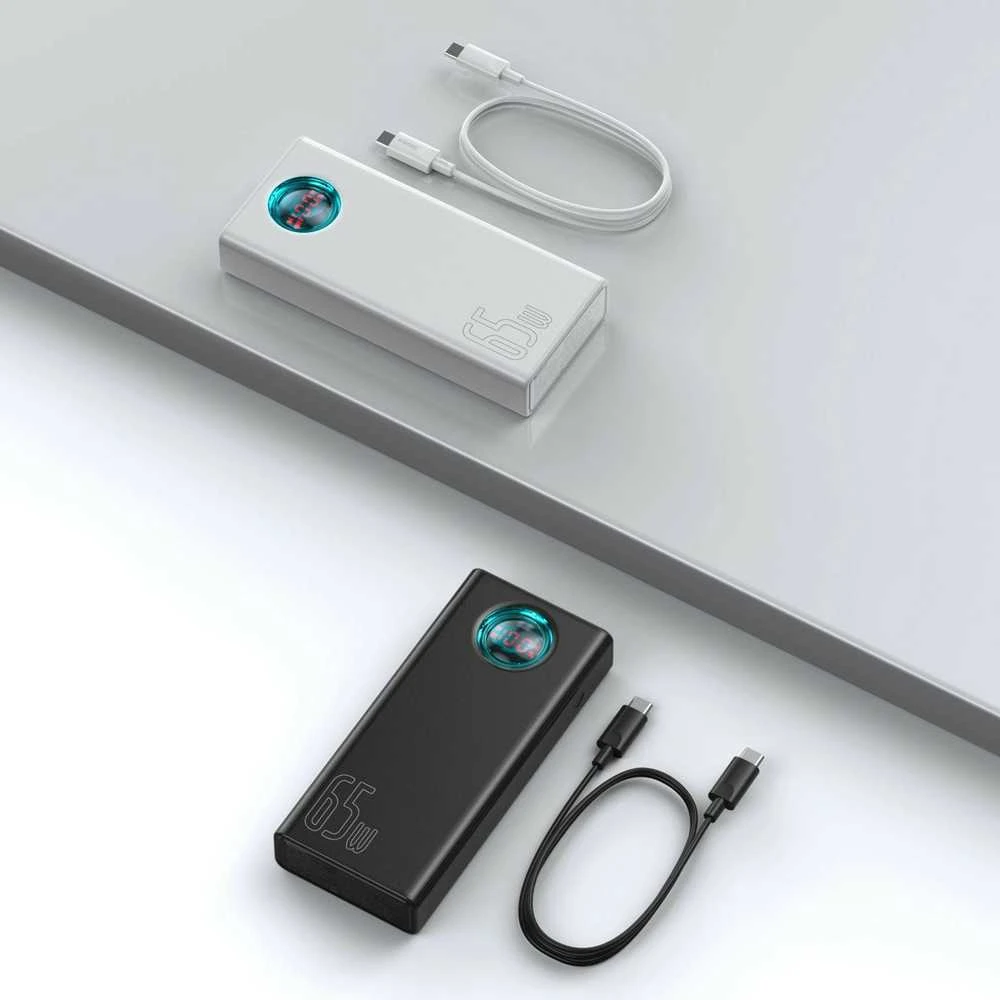 LiPo išorinis akumuliatorius (Powerbank) 30000mAh 65W su PD3.0 QC3.0 4xUSB + USB C Amblight juodas BASEUS