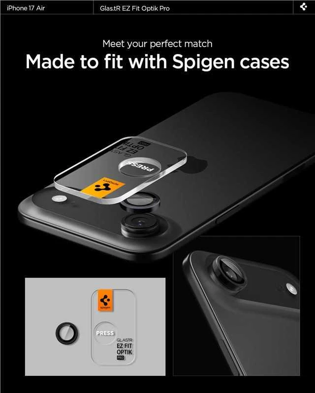 Kameros apsauga Spigen Glass tR EZ Fit Optik Pro 2 Pack, juodas - iPhone Air