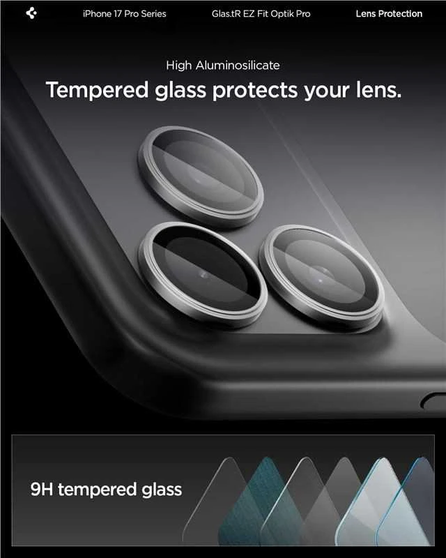 Kamerų apsauga Spigen Glass tR EZ Fit Optik Pro 2 Pack, pilka - iPhone 17/16/15/14 Pro / 17/16/15/14 Pro Max