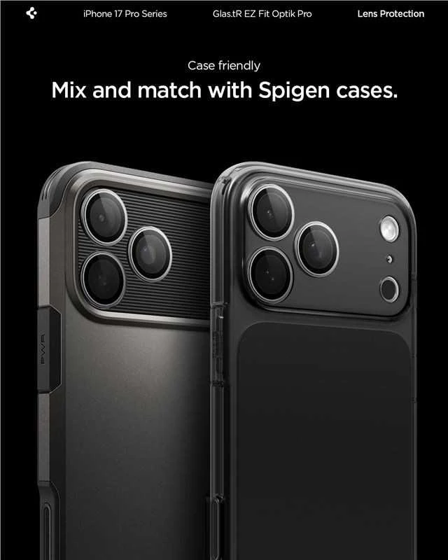 Kamerų apsauga Spigen Glass tR EZ Fit Optik Pro 2 Pack, pilka - iPhone 17/16/15/14 Pro / 17/16/15/14 Pro Max