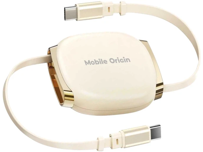 Mobile Origin 100 W ištraukiama kabelio dėžutė USB-C į USB-C CB7, smėlio spalvos