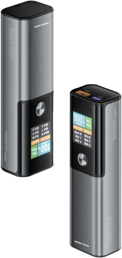 Mobile Origin 100 W PD 14 000 mAh išorinis akumuliatorius su ekranu PB12 - USB-C + USB-A