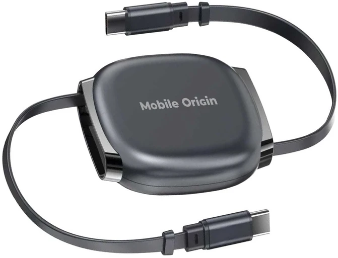 Mobile Origin 100W ištraukiama USB-C į USB-C kabelio dėžutė CB7 kosminė pilka