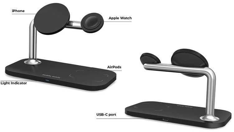 Mobile Origin 3in1 Wireless Magnetic Charger MO1, juodas