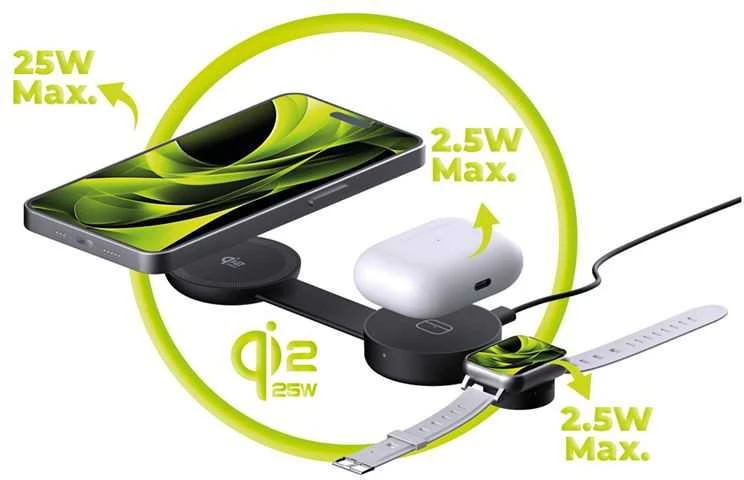Mobile Origin 3 viename Qi2 25 W sulankstomas magnetinis įkrovimo padėkliukas PW34, juodas