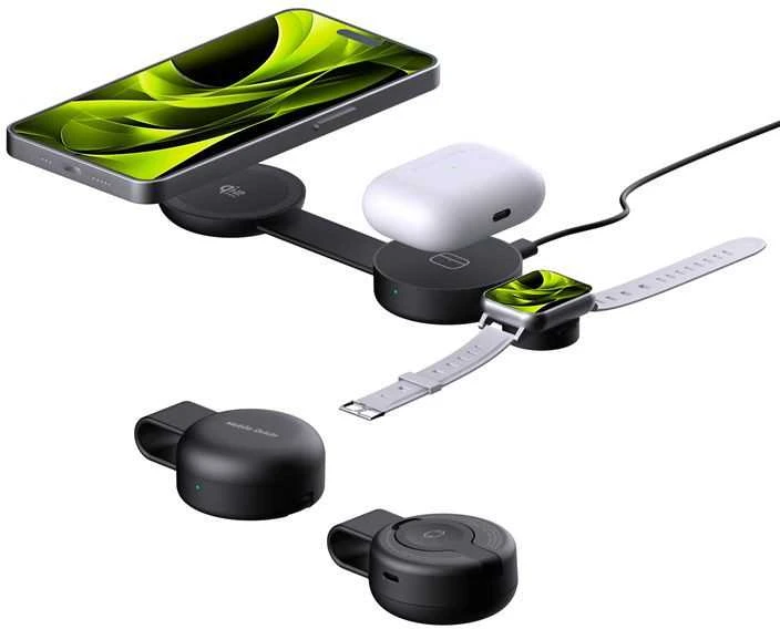 Mobile Origin 3 viename Qi2 25 W sulankstomas magnetinis įkrovimo padėkliukas PW34, juodas