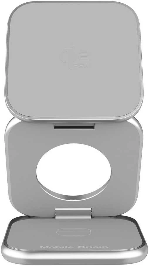Mobile Origin 3 viename Qi2 25W itin plonas sulankstomas įkroviklis PW36, suderinamas su MagSafe, sidabro spalvos