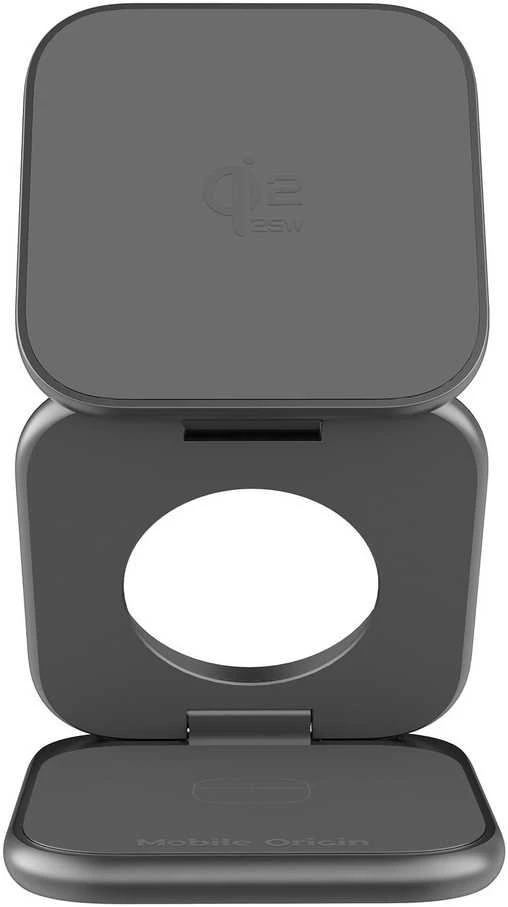Mobile Origin 3 viename Qi2 25W ultraplonas sulankstomas įkroviklis PW36 suderinamas su MagSafe kosminė pilka