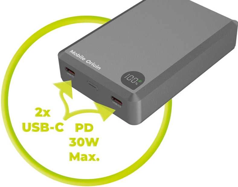 Mobile Origin 30 W PD 20000 mAh aliuminio išorinis akumuliatorius PB14, suderinamas su MagSafe
