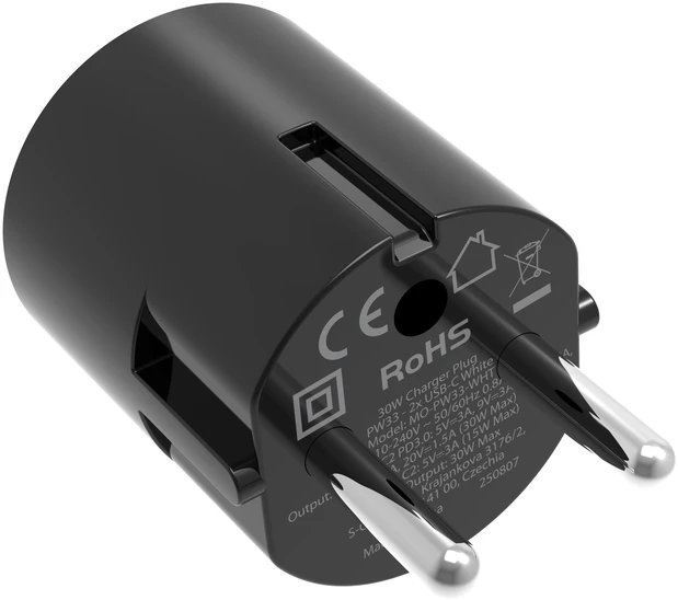 Mobile Origin 30W įkroviklio kištukas PW33 - 2x USB-C, juodas