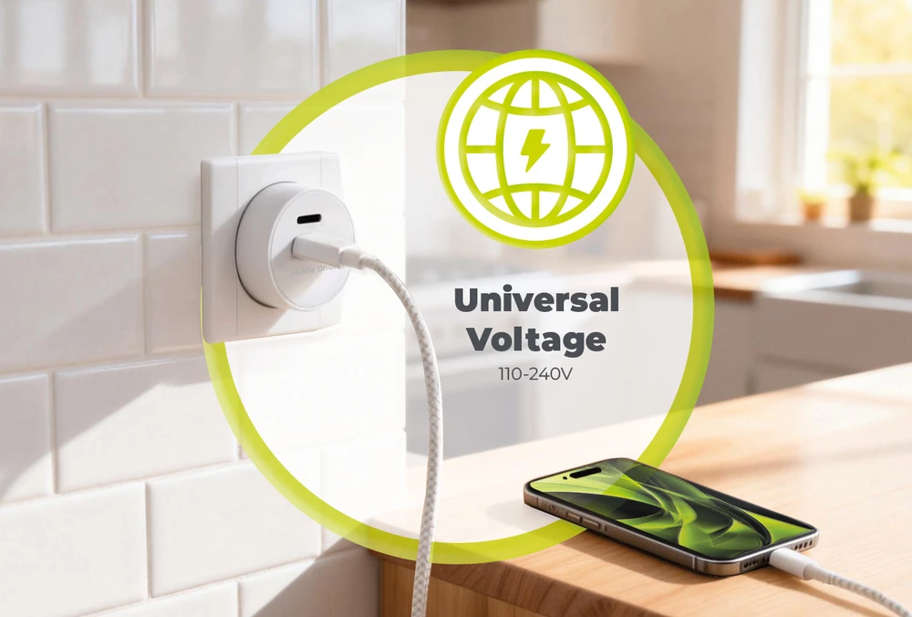 Mobile Origin 30W įkroviklis PW33 - 2x USB-C, baltas