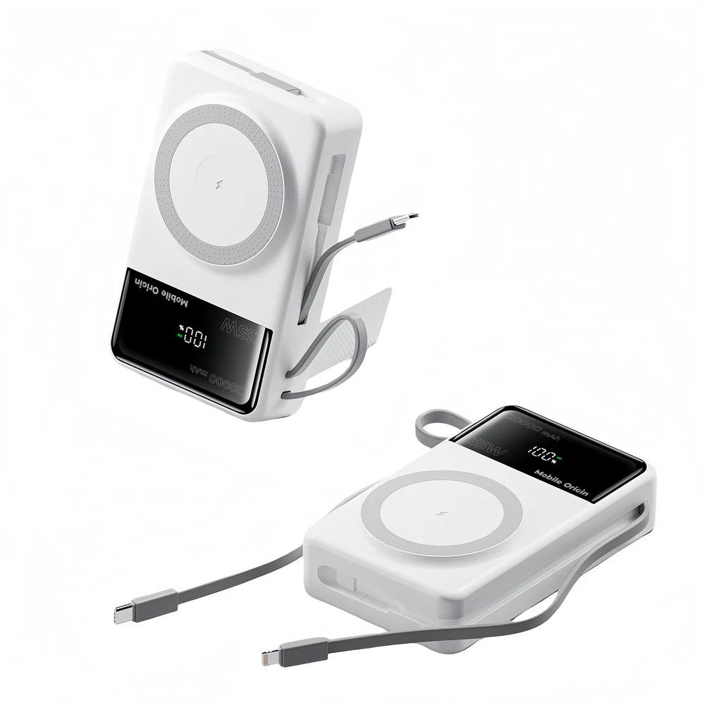 Mobile Origin 35W PD 20000mAh išorinis akumuliatorius su ekranu PB15 suderinamas su MagSafe