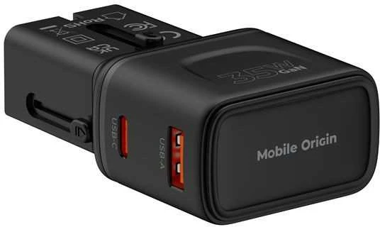 Įkroviklis Mobile Origin 35W Travel Adapteris, EU/US/UK/AU PW25, juodas