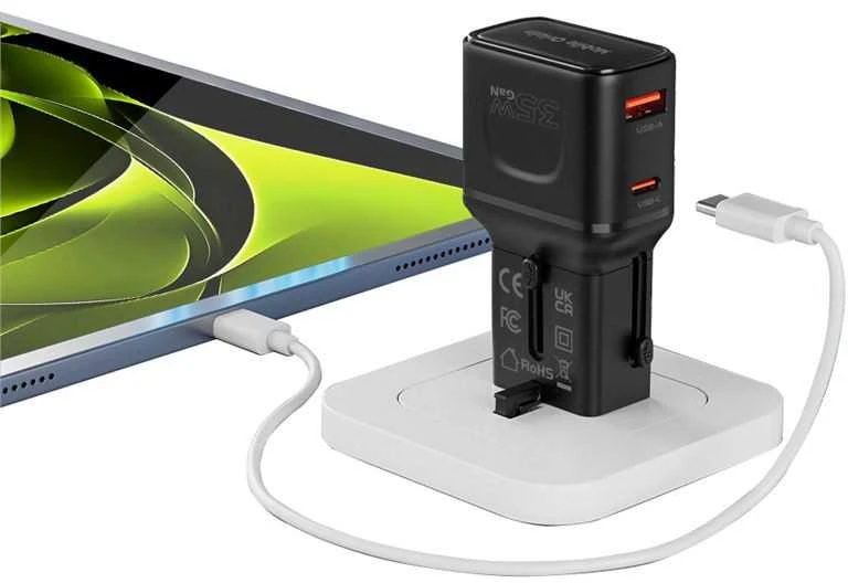 Įkroviklis Mobile Origin 35W Travel Adapteris, EU/US/UK/AU PW25, juodas