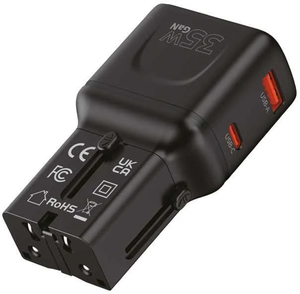 Įkroviklis Mobile Origin 35W Travel Adapteris, EU/US/UK/AU PW25, juodas