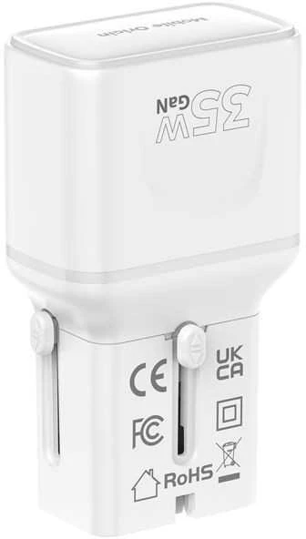 Įkroviklis Mobile Origin 35W Travel Adapteris, EU/US/UK/AU PW25, baltas
