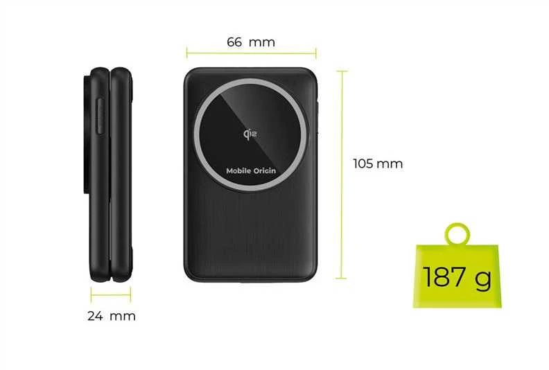 Mobile Origin 3in1 sulankstomas Qi2 įkroviklis PW8, sidabrinis