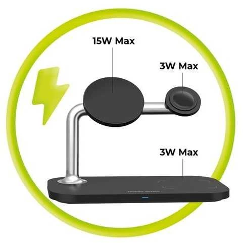 Mobile Origin 3in1 Wireless Magnetic Charger MO1, juodas