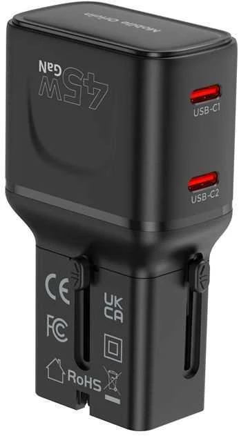 Įkroviklis Mobile Origin 45W Travel Adapteris, EU/US/UK/AU PW26, juodas
