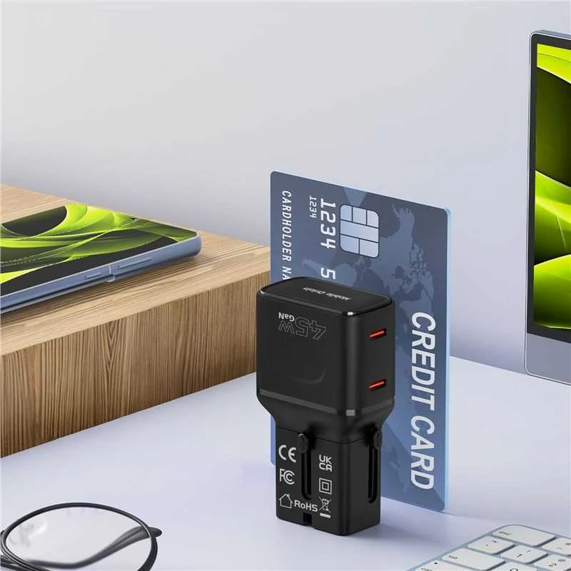 Įkroviklis Mobile Origin 45W Travel Adapteris, EU/US/UK/AU PW26, juodas