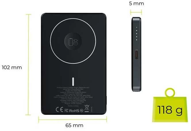 Mobile Origin 5000mAh 3in1 Metal Slim PowerBank PB4