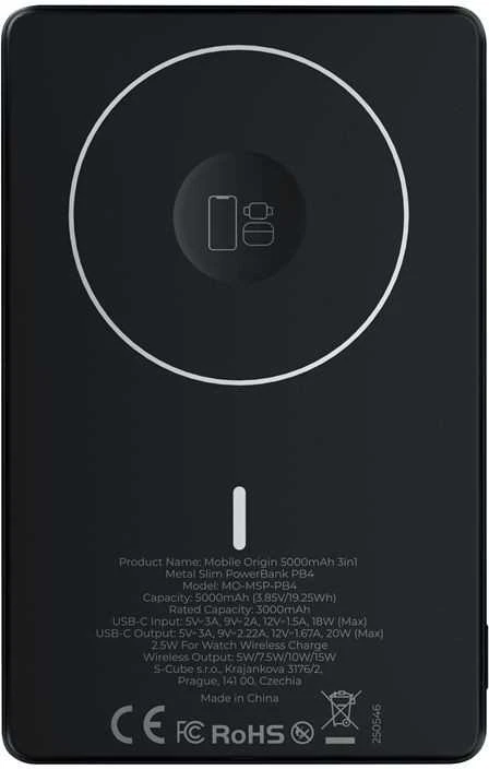 Mobile Origin 5000mAh 3in1 Metal Slim PowerBank PB4