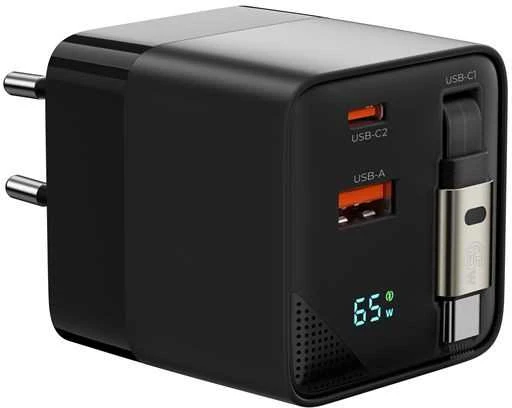 Įkroviklis Mobile Origin 65W GaN Ekranas Charger PW2 - USB-C Cable + USB-C + USB-A
