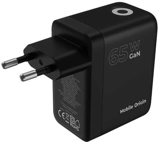 Įkroviklis Mobile Origin 65W GaN Ekranas Charger PW20 - 2x USB-C + USB-A