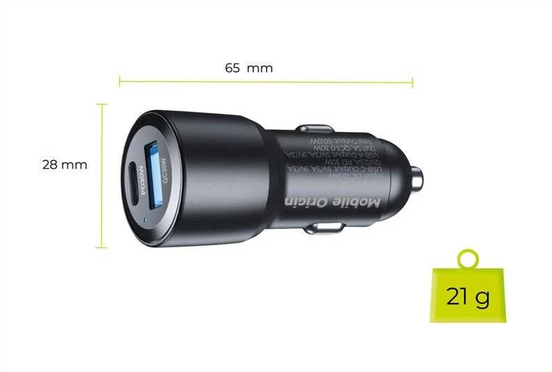 Mobile Origin automobilinis įkroviklis 60 W USB-C ir USB-A