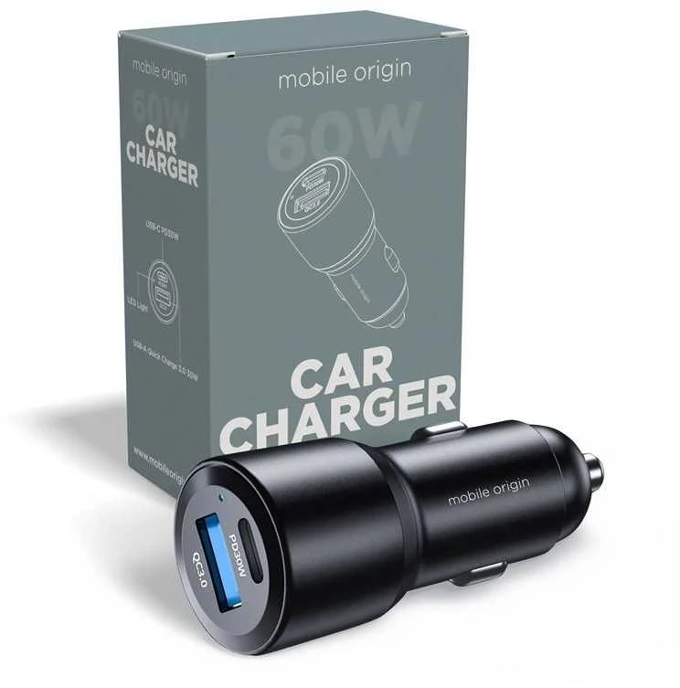 Mobile Origin automobilinis įkroviklis 60 W USB-C ir USB-A