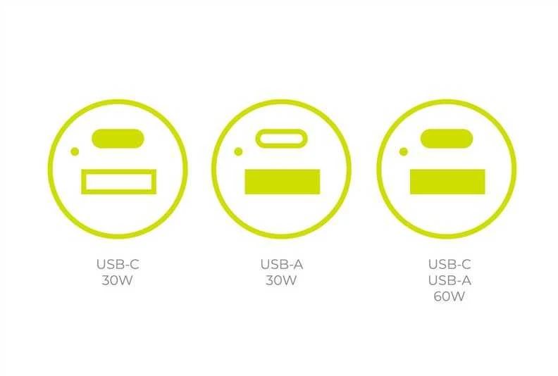 Mobile Origin automobilinis įkroviklis 60 W USB-C ir USB-A