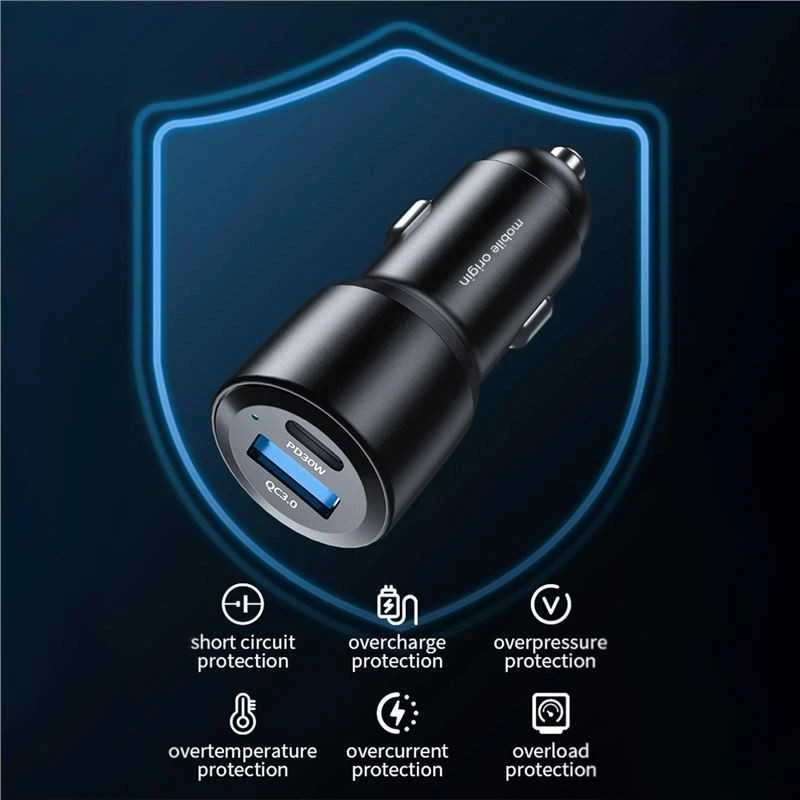 Mobile Origin automobilinis įkroviklis 60 W USB-C ir USB-A