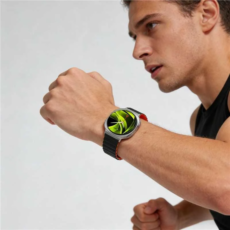 Mobile Origin Easy Strap magnetinis dirželis Galaxy Watch 8 juodas/oranžinis